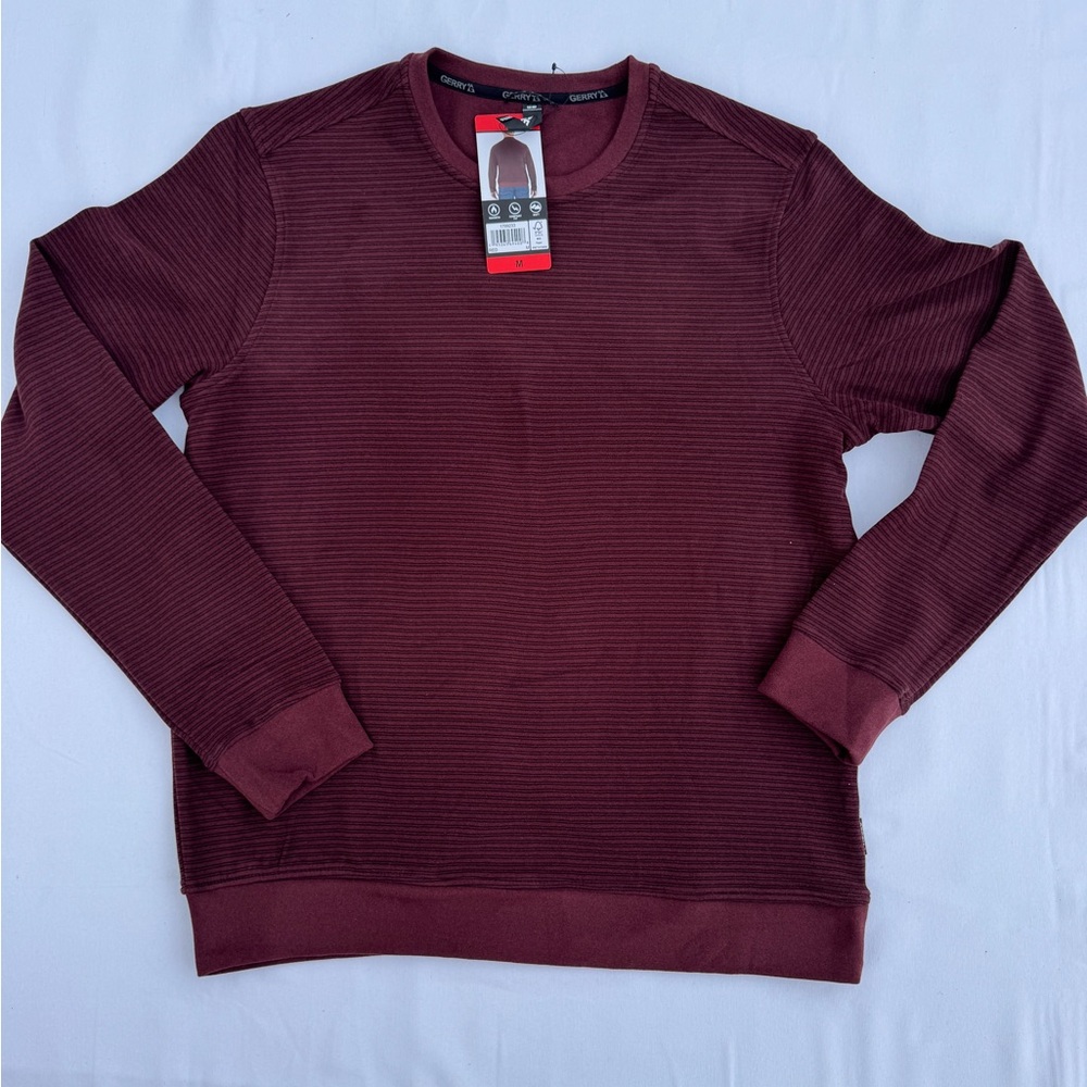 Gerry Stretch Fleece Crewneck Sweatshirt Mens Medium Burgundy NWT